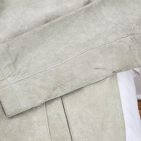 Genuine Leather Sage Green Suede Chore Coat Spring Jacket Coastal Cowgirl Boho - Picture 16 of 16